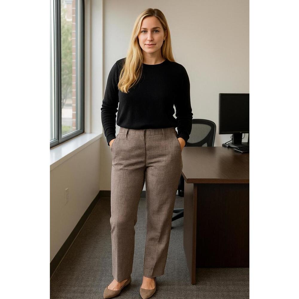 New Look Brown Heritage Check Trousers - Size 2